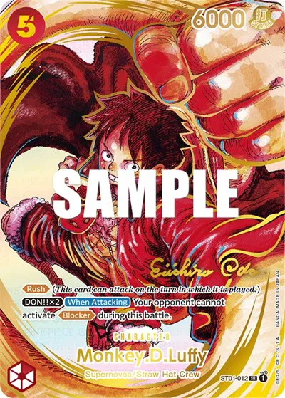 Monkey.D.Luffy (Oda Signed Gold Stamp)  (Awakening of the New Era · #ST01-012 · SR) card