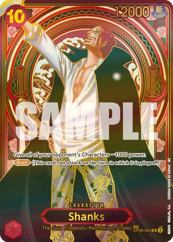 Shanks - OP09-004 (SP) (Gold)  (Carrying On His Will · #OP09-004 · SR) card