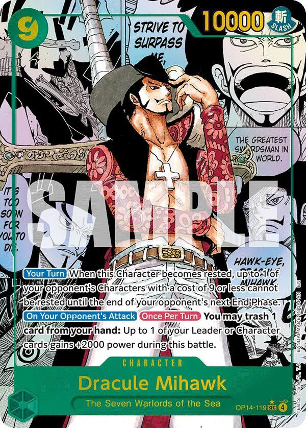 Dracule Mihawk (Manga)  The Azure Sea's Seven #OP14-119 card