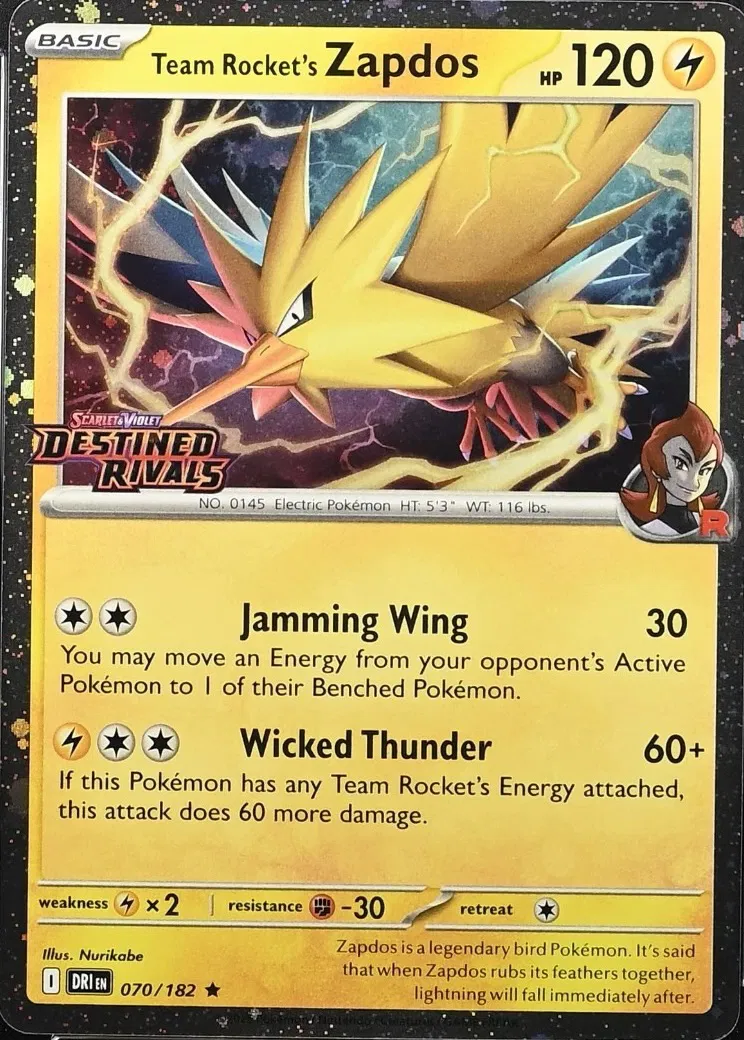 Team Rocket's Zapdos (Destined Rivals Stamp) 