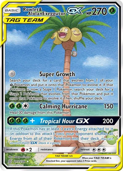 Rowlet & Alolan Exeggutor GX (Alternate Full Art) 