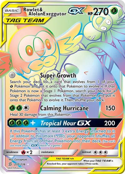 Rowlet & Alolan Exeggutor GX (Secret) 
