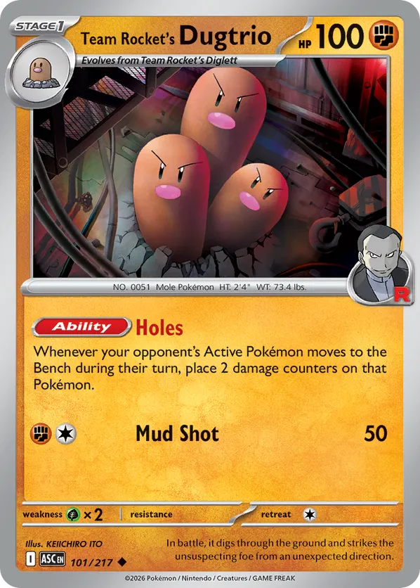 Team Rocket's Dugtrio (Energy Symbol Pattern) 
