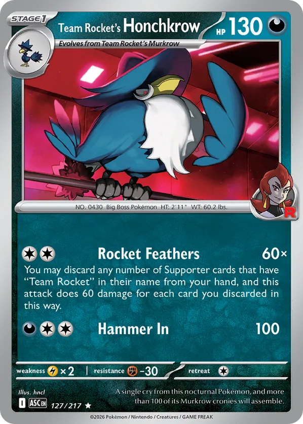 Team Rocket's Honchkrow (Energy Symbol Pattern) 